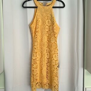 NWT Lulu's Love Poem Yellow Crochet Mini Dress SZ S